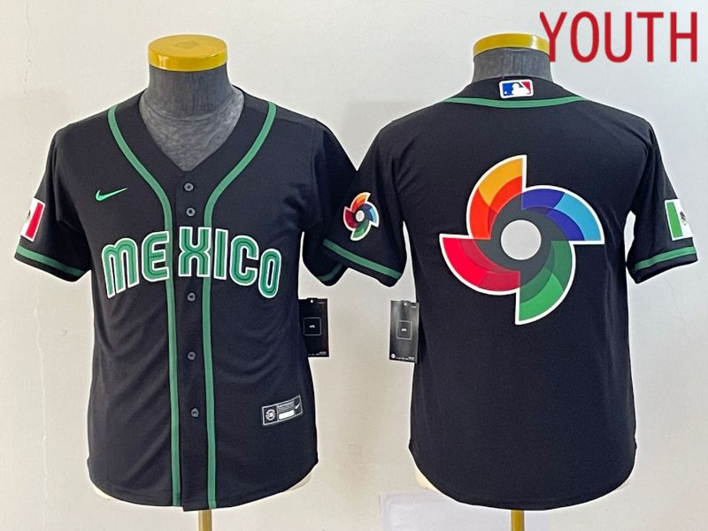 Youth 2023 World Cub Mexico Blank Black Nike MLB Jersey10->youth mlb jersey->Youth Jersey